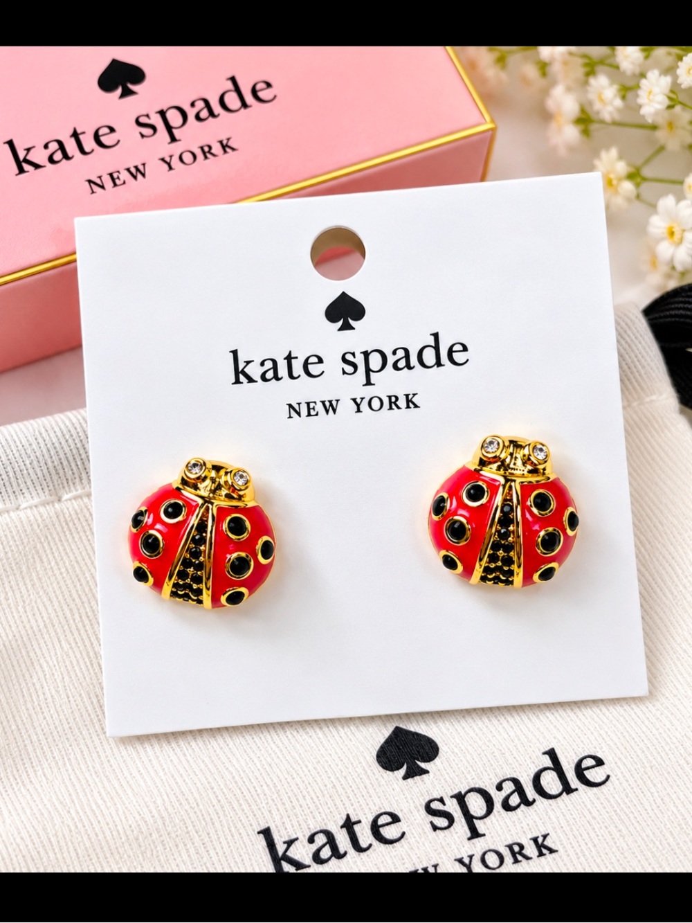 kate spade kids Red and Black Ladybug Stud Earrings